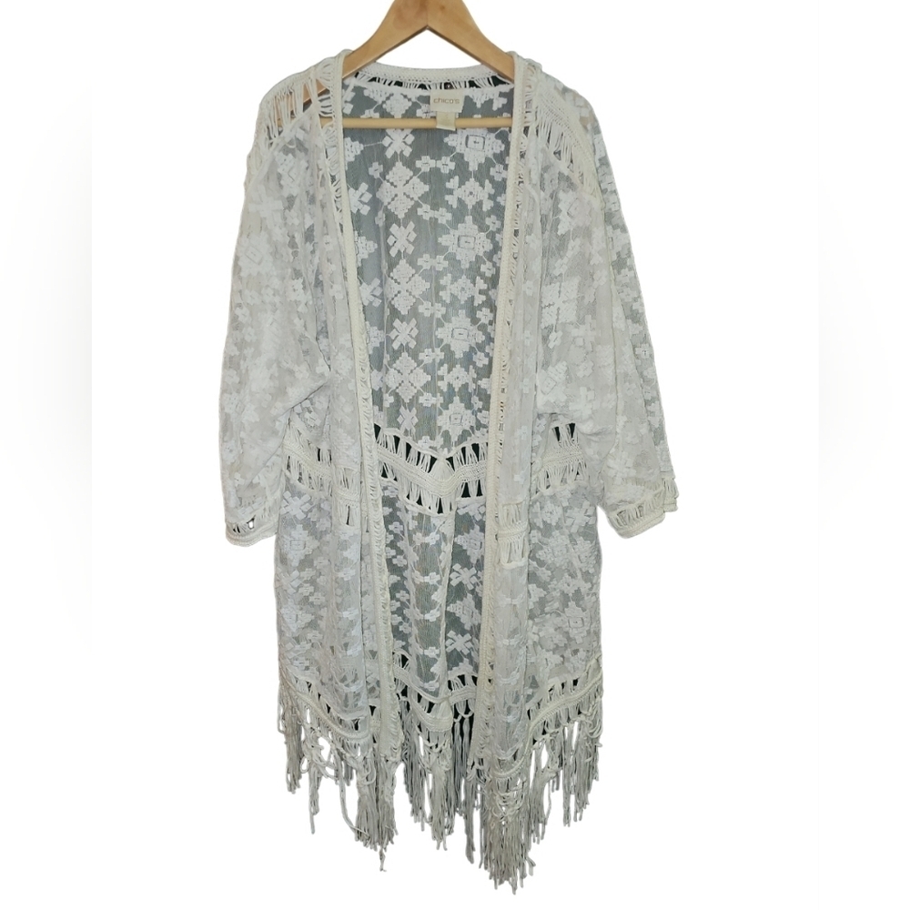 Chicos Vintage Embroidered Kimono Fairy Costal Cowgirl Grandma 70s Cottagecore